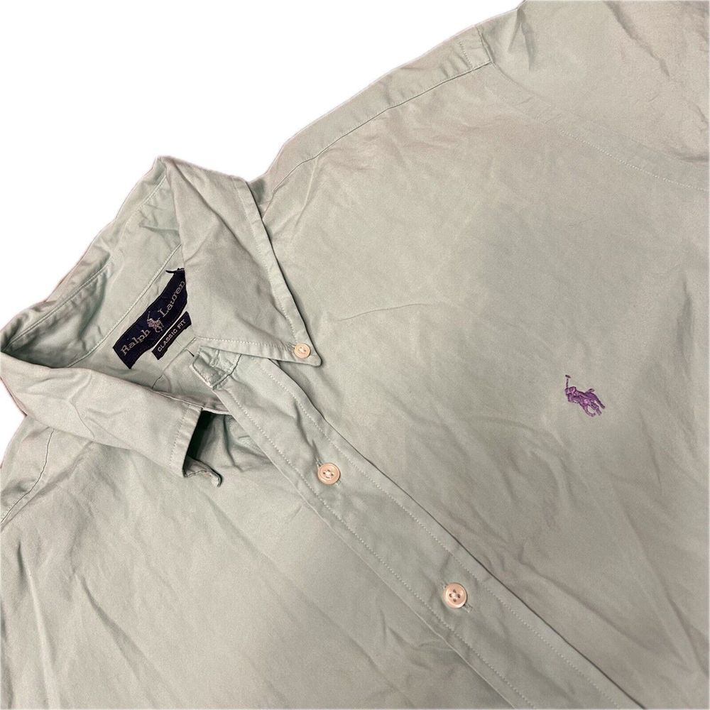 Polo by Ralph Lauren Light Green Shirt with Purple Logo